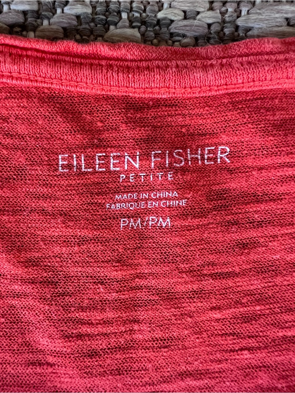 Eileen Fisher PM Orange Hemp Cotton Shift Dress Short Sleeve Pockets Petite - Picture 2 of 6